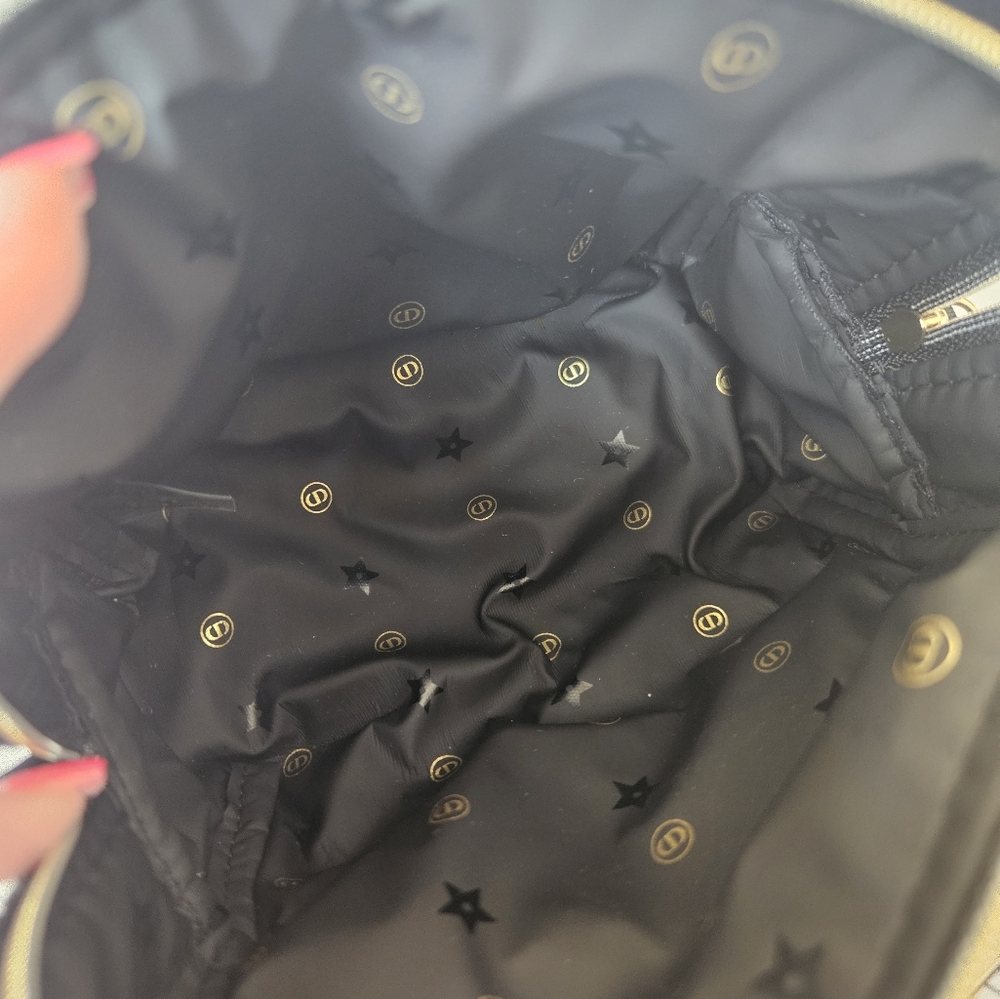 NIB Dior Beaute Black Velvet Cosmetic Beauty Bag W/ Pearl Crossbody Chain GWP - Picture 8 of 9
